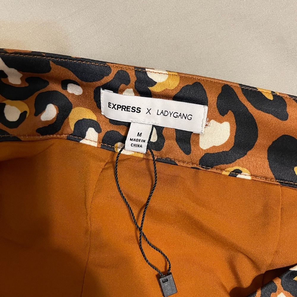 Express Ladygang Leopard Animal Print High Waisted Maxi Skirt